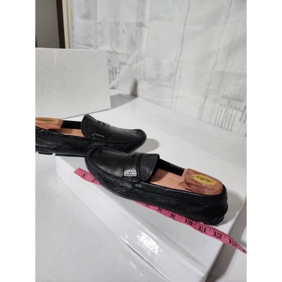 Authentic Prada Leather Slip On Loafers Black Size10 - Picture 6 of 15